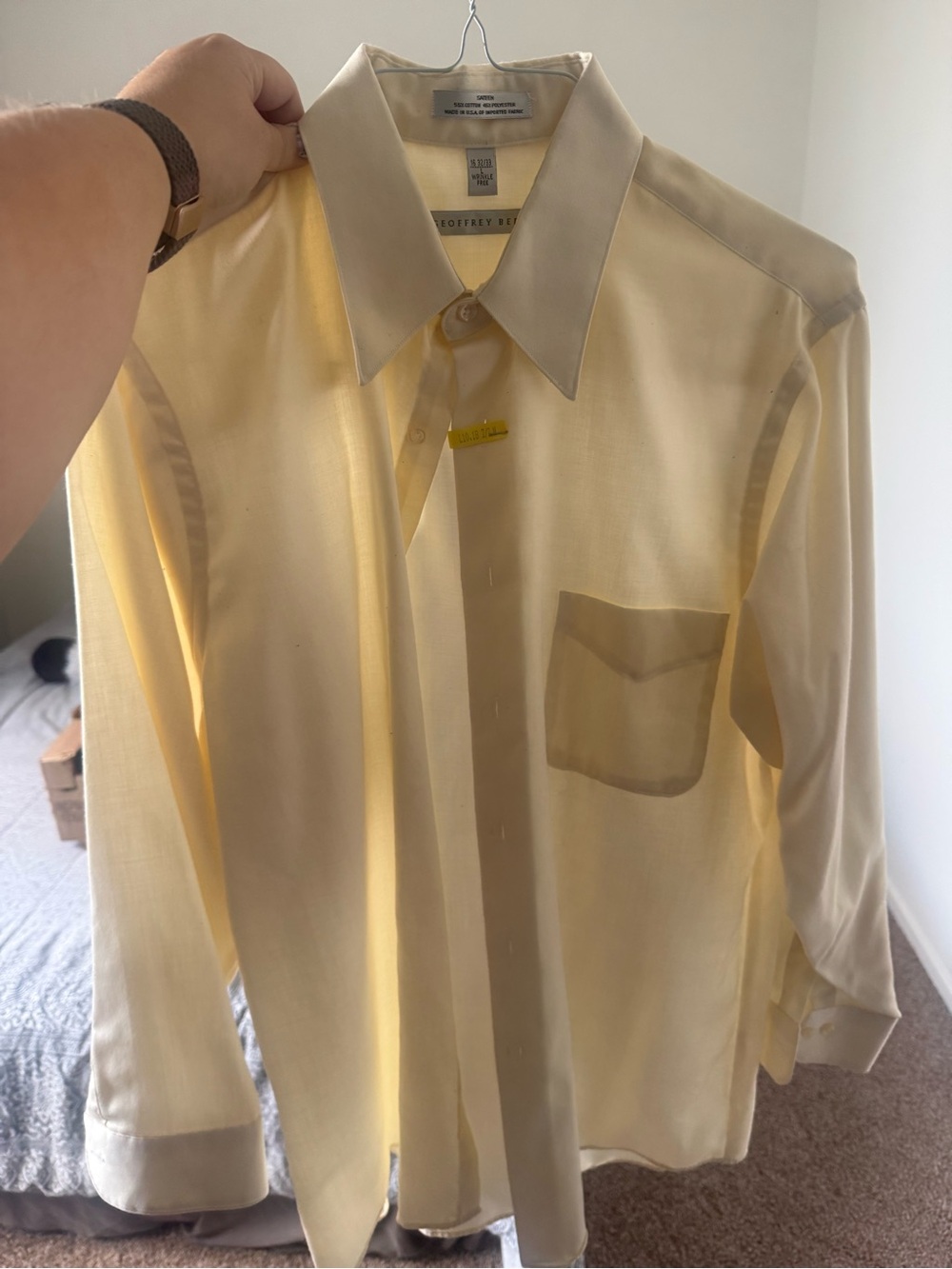 Geoffrey Beene Soft Yellow Long-Sleeve Dress Shirt